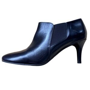 Marian Spain Black Leather Elastic Side Stiletto Heel Ankle Boot Women Sz 38/7.5